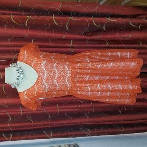 KENSIE Orange Lace Dress